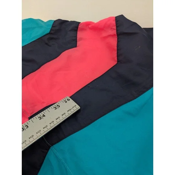 Vintage 80's Adidas 2XL Teal Navy Neon Pink‎ Color Block Track Jacket Football